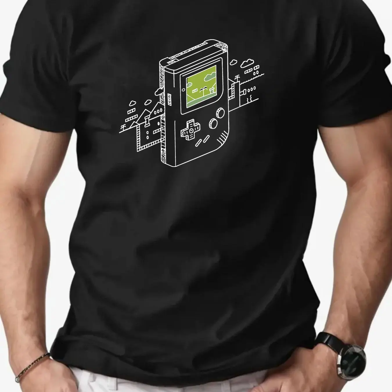 Retro Gaming Design - 남성 레트로 게임 그래픽 캐주얼 티셔츠