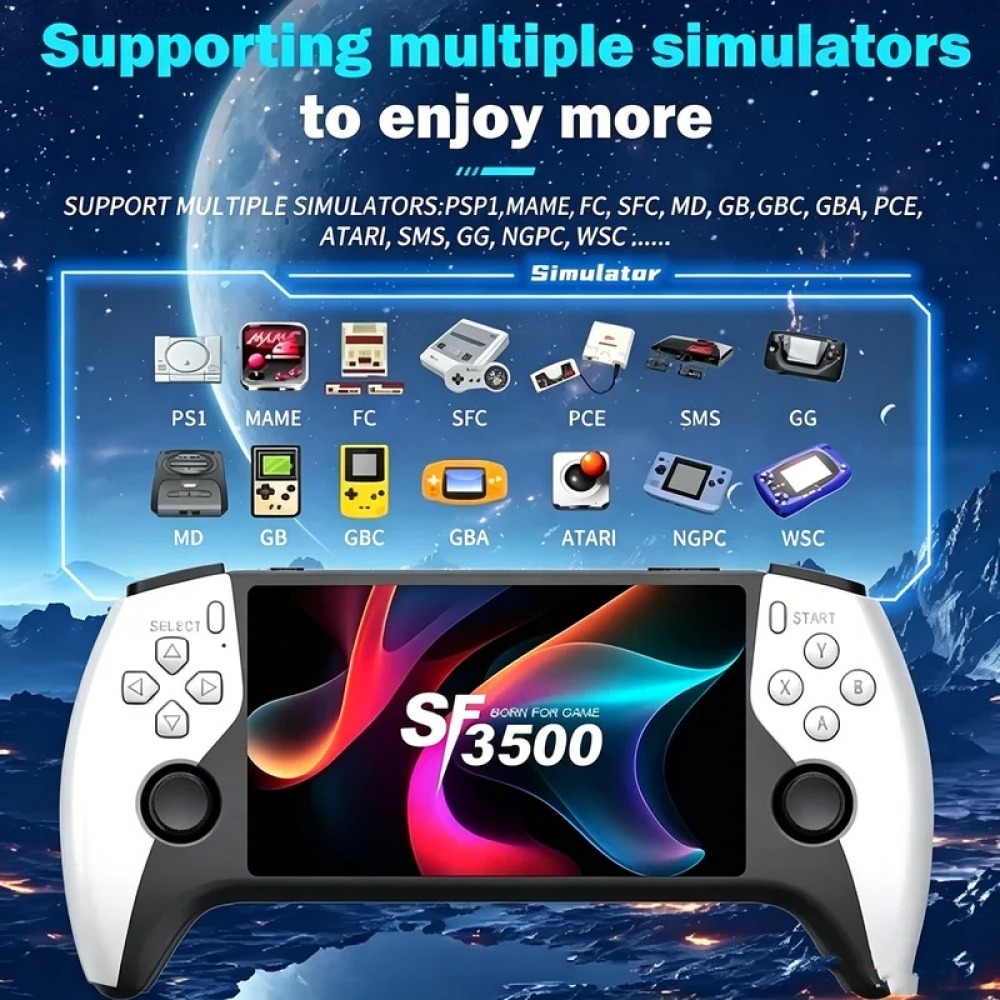 Retro Gaming Kit - SF3500 5인치 휴대용 게임 콘솔 (PS1,