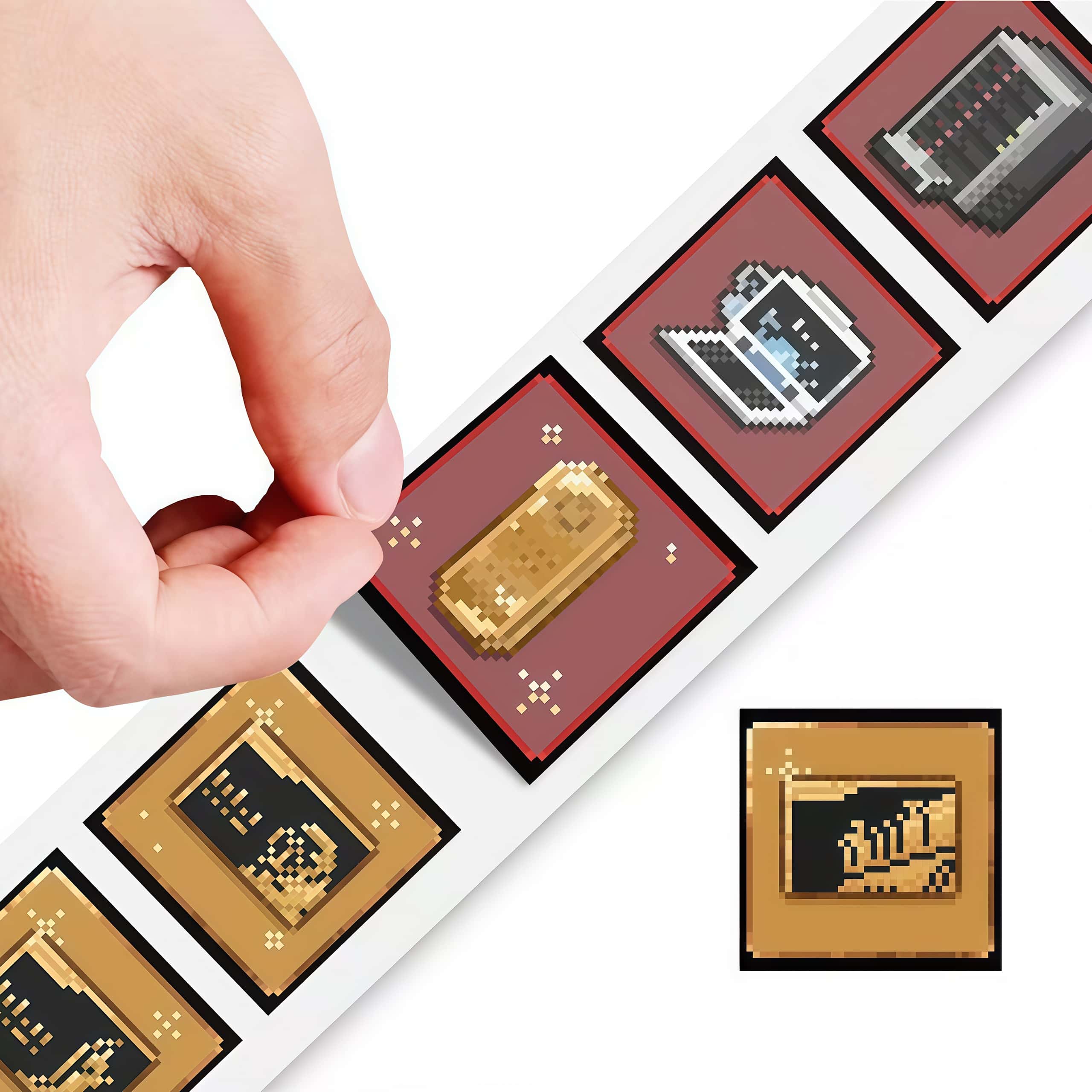 500Pcs 델타 게임 픽셀 스티커 롤, 레트로 픽셀  - Retro Gaming Bar 리뷰 및 가격